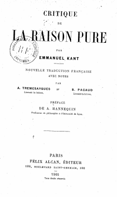 Couverture de Kant - Critique de la raison pure